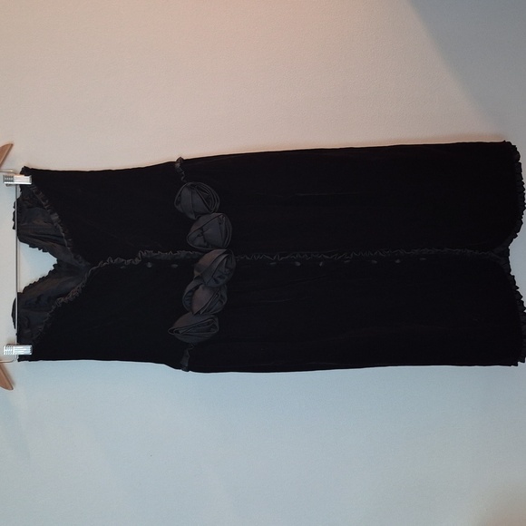 Vintage Ann Taylor Velvet Satin Trim Fitted Dress Sweetheart Neck Satin Rosettes - Picture 3 of 6